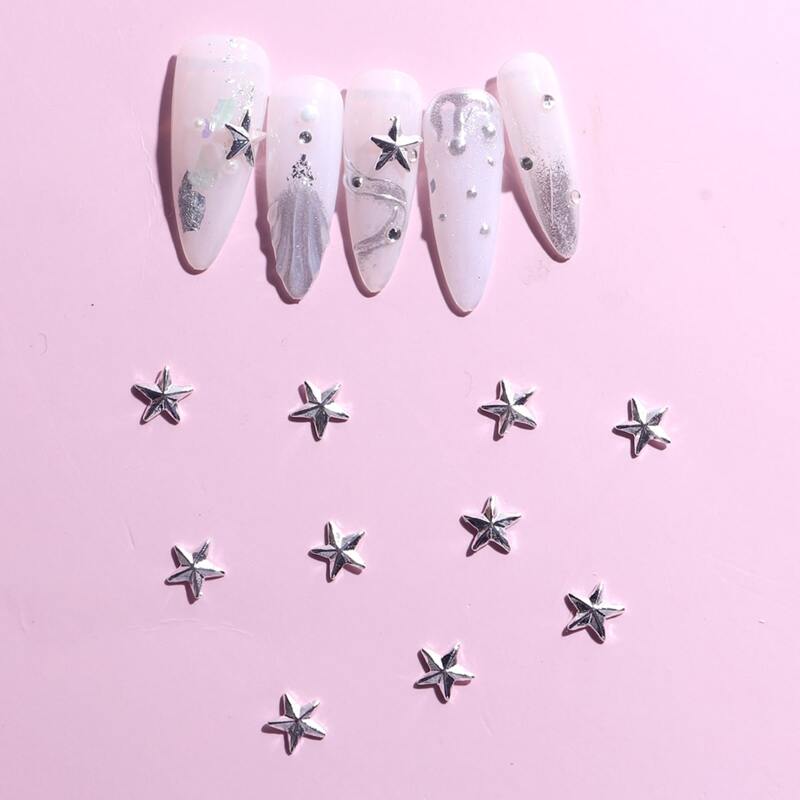 

10pcs Star Shaped Nail Art Decoration, Silver