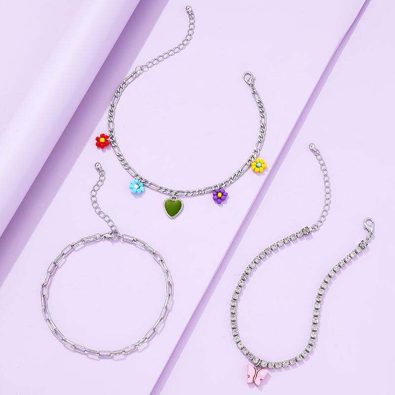 

3pcs Butterfly Decor Chain Necklace, Silver
