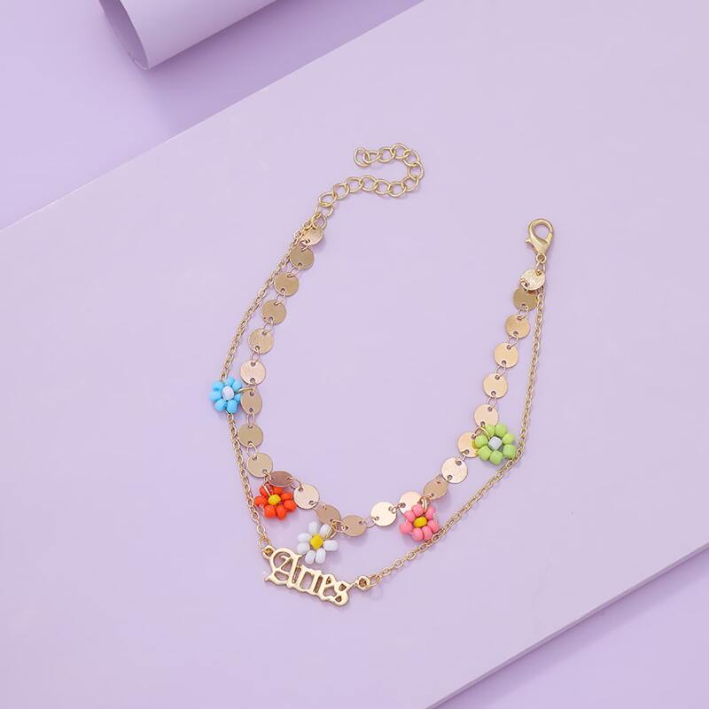 

Constellation Design Chain Anklet, Gold