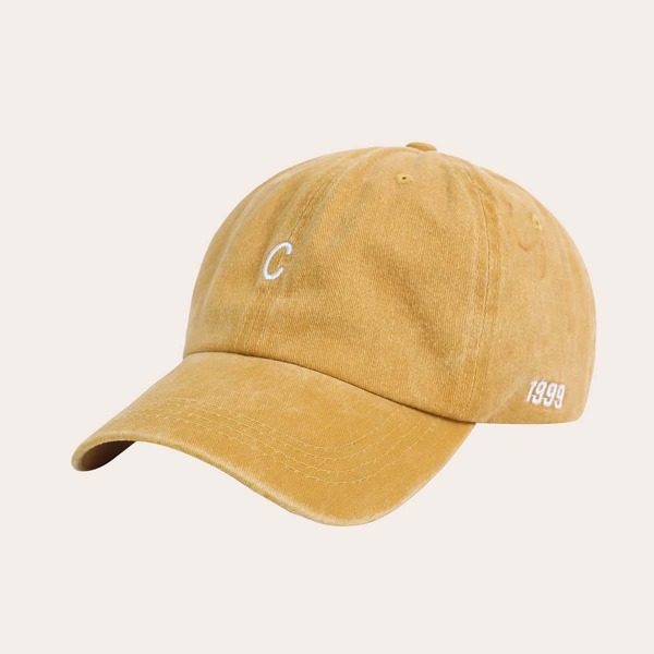 

Letter Embroidered Baseball Cap, Yellow
