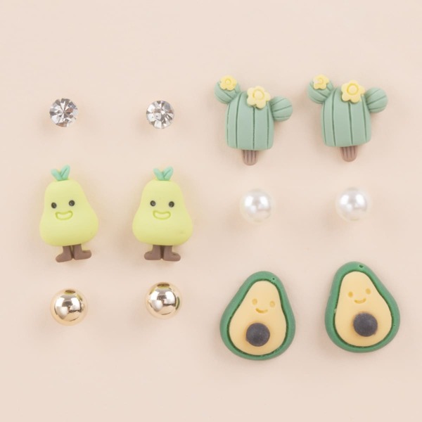 

6pairs Cartoon Earrings, Multicolor