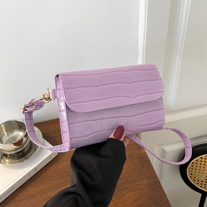 

Croc Embossed Crossbody Bag, Purple