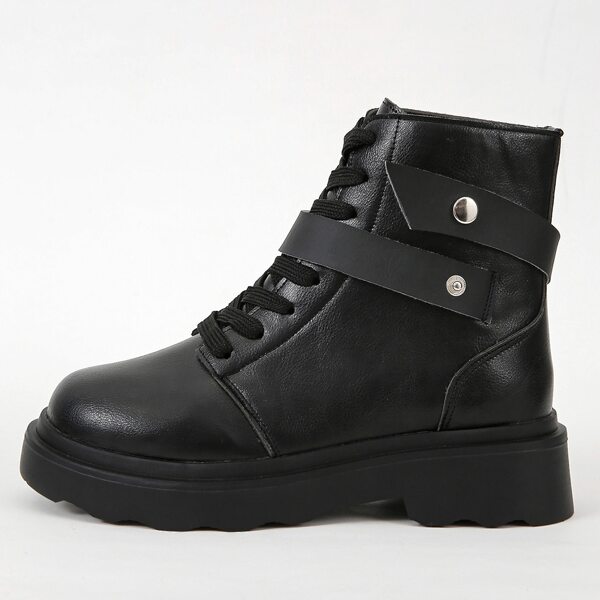 

Minimalist Lace-up Front Combat Boots, Black
