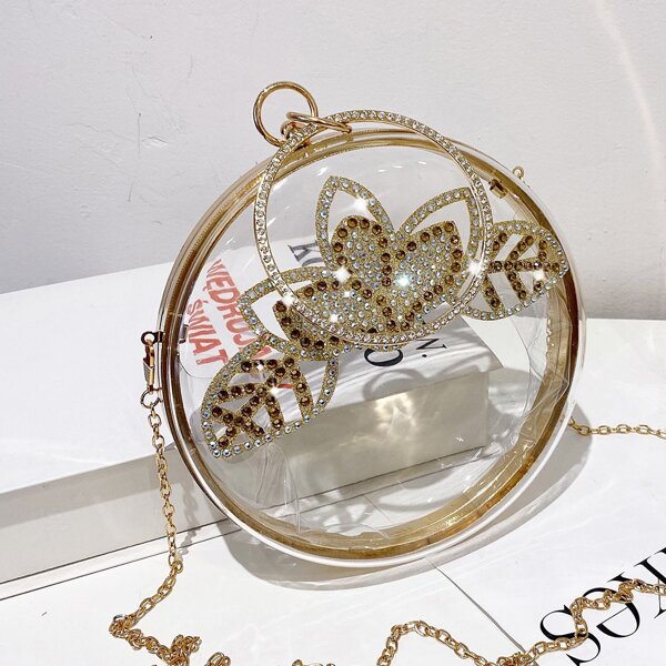 

Rhinestone Decor Clear Circle Bag