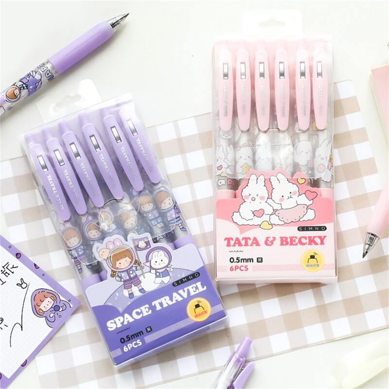 

6pcs Cartoon Graphic Random Gel Pen
