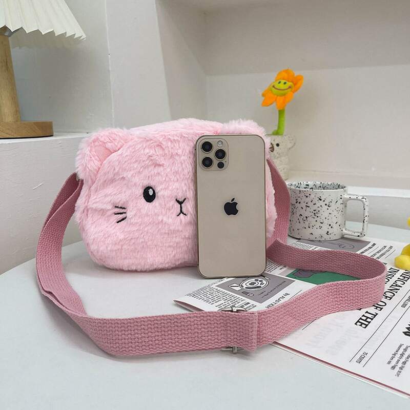 

Fluffy Crossbody Bag, Pink