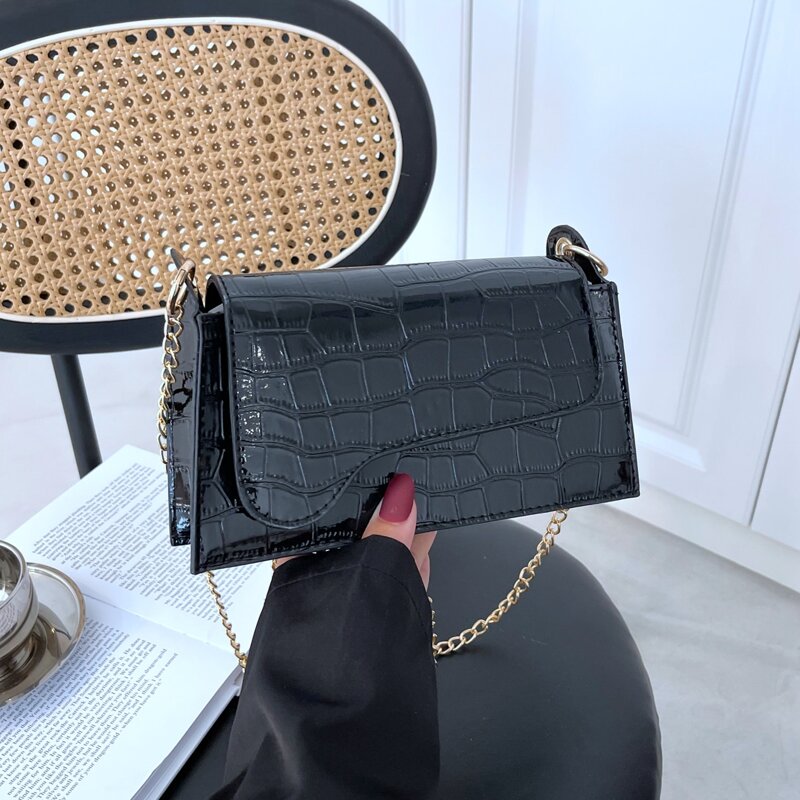 

Croc Embossed Crossbody Bag, Black