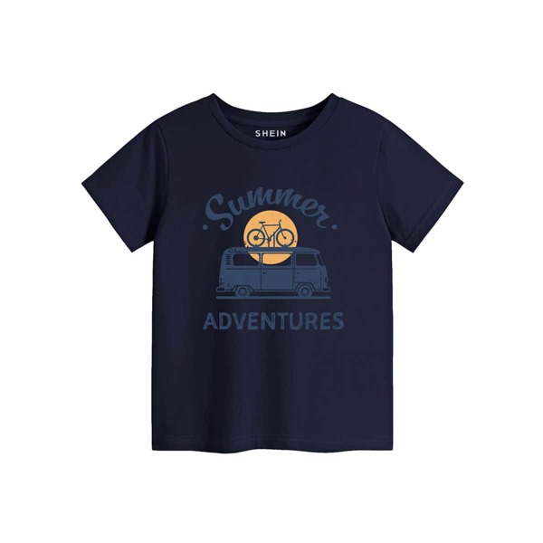 

Toddler Boys Car & Letter Graphic Tee, Navy blue