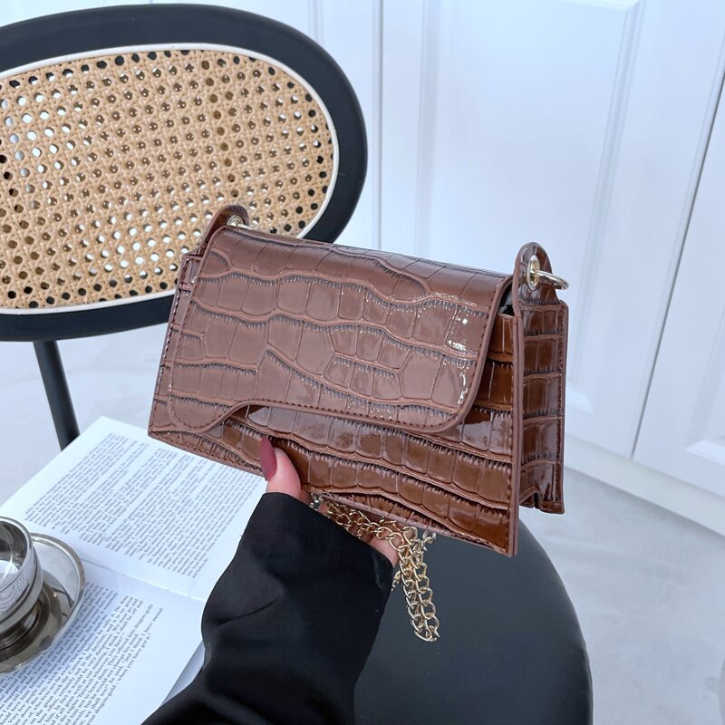 

Croc Embossed Crossbody Bag, Brown