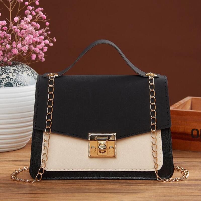 

Colorblock Flap Satchel Bag, Black