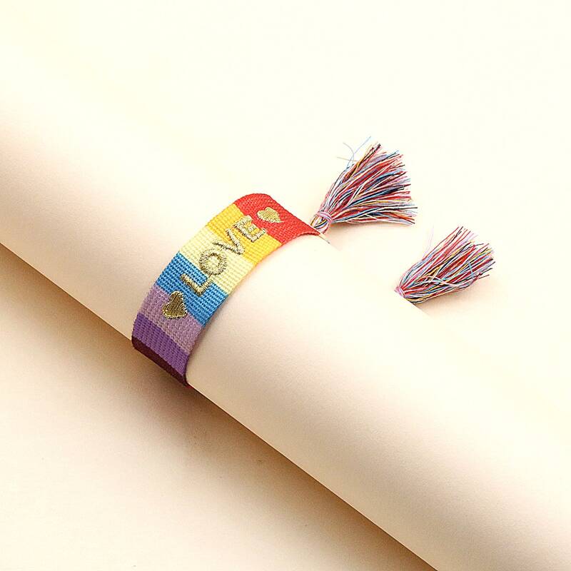 

Letter Graphic Embroidery Bracelet, Multicolor