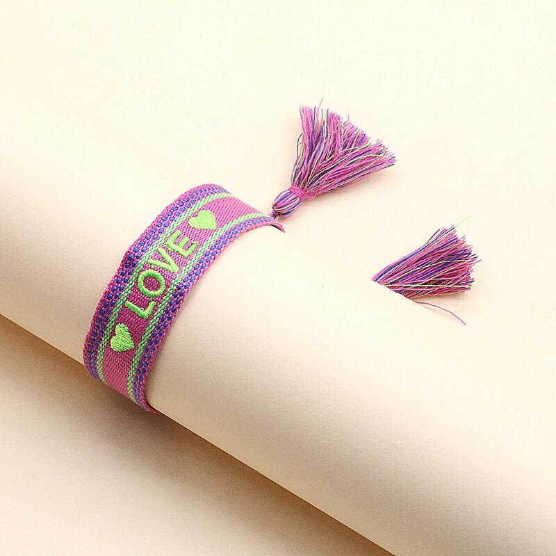 

Letter Graphic Embroidery Bracelet, Multicolor