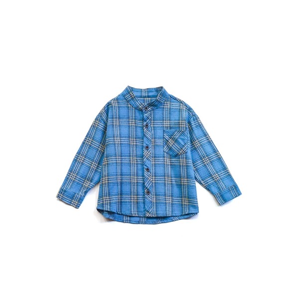 

Toddler Boys Tartan Pocket Front High Low Shirt, Blue