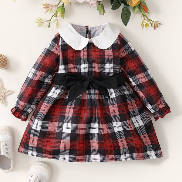 

Baby Girl Plaid Belted Dress, Multicolor