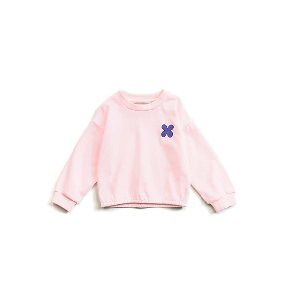 

Toddler Girls Clover Print Drop Shoulder Pullover, Baby pink