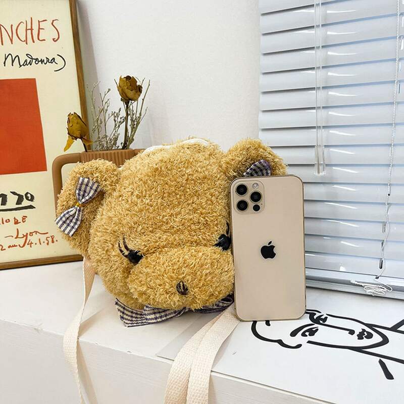 

Fluffy Bear Crossbody Bag, Khaki