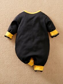 Yierying Đứa bé trai Đồ họa Chữ cái Khối màu Áo liền quần - Nhiều màu - Xem 2