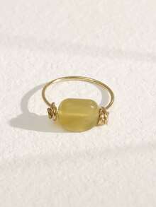 Anillo con diseño de piedra - Amarillo - Ver 1