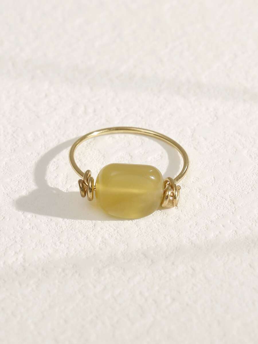 Anillo con diseño de piedra - Amarillo - Ver 1
