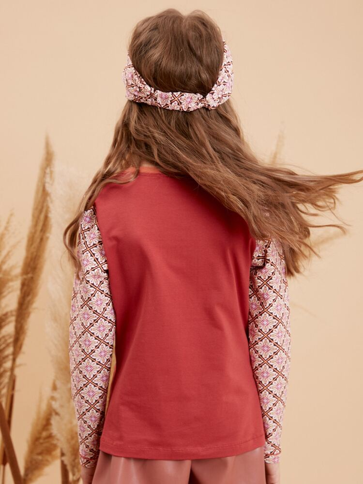 Niñas Camiseta con estampado floral con figura - Multicolor - Añade 2