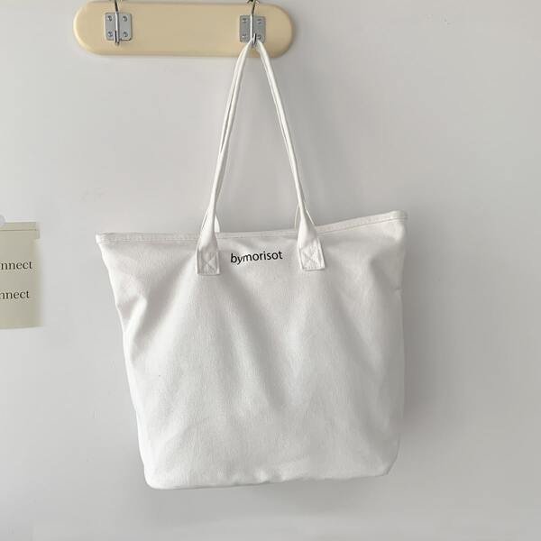 

Letter Graphic Shoulder Tote Bag, White