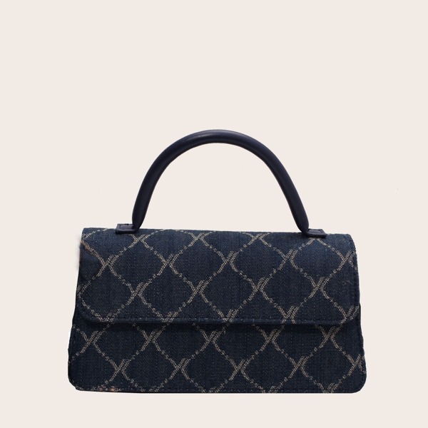 

Graphic Print Satchel Bag, Blue