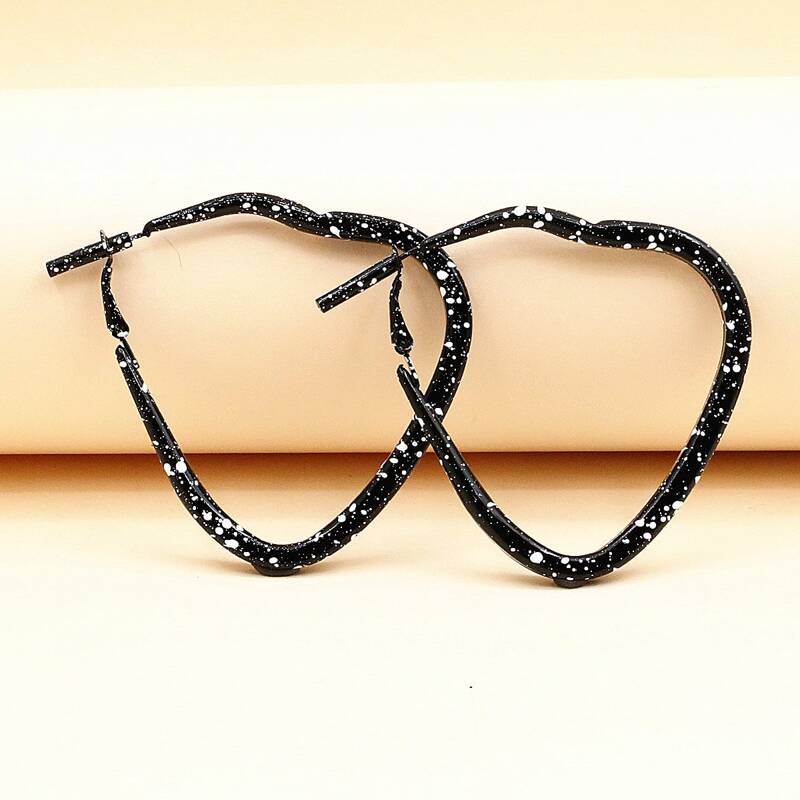 

Ink Dot Graphic Hoop Earrings, Black