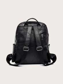 Trim Detail Anti-theft Backpack - Black - View 3
