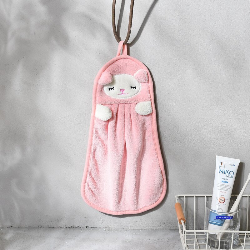 

1pc Cartoon Design Hand Towel, Pink