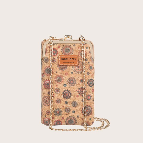 

Floral Pattern Kiss Lock Chain Bag, Multicolor