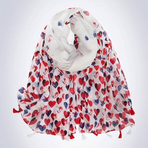 

Heart Pattern Scarf, Multicolor