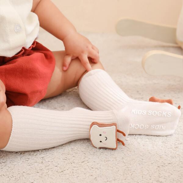 

Toddler Kids Cartoon Socks, Beige