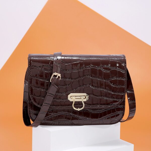 

Allover Croc Embossed Crossbody Bag, Coffee brown