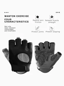 1pair Sports Half-finger Gloves - Black - View 3