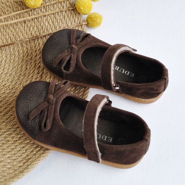 

Toddler Girls Bow Decor Mary Jane Flats, Coffee brown