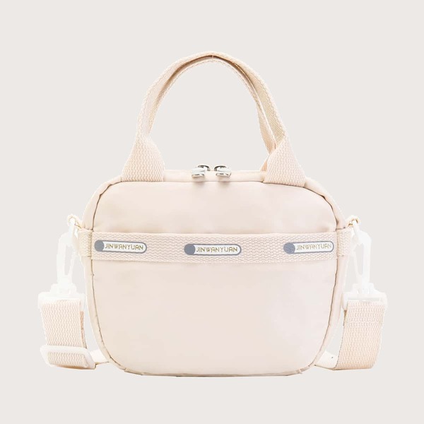 

Letter Graphic Satchel Bag, Beige