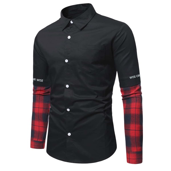 

Men Tartan & Letter Graphic Pocket Front Button Up Shirt, Multicolor