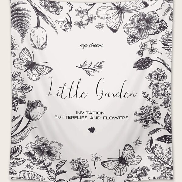 

Flower Print Tapestry, Black and white