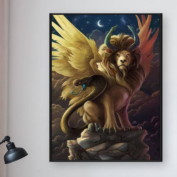 

Lion Print DIY Diamond Unframed Painting, Multicolor