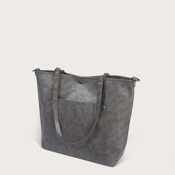 

Marble Pattern Shoulder Tote Bag, Grey