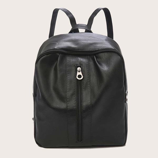 

Minimalist Zipper Front Backpack, Black