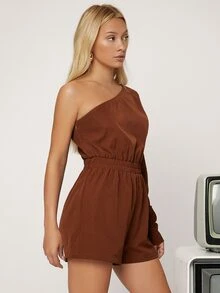 SHEIN Solid Asymmetrical One Neck Cut Out Jumpsuit