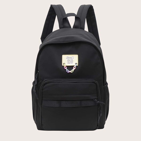

Chain Decor Backpack, Black