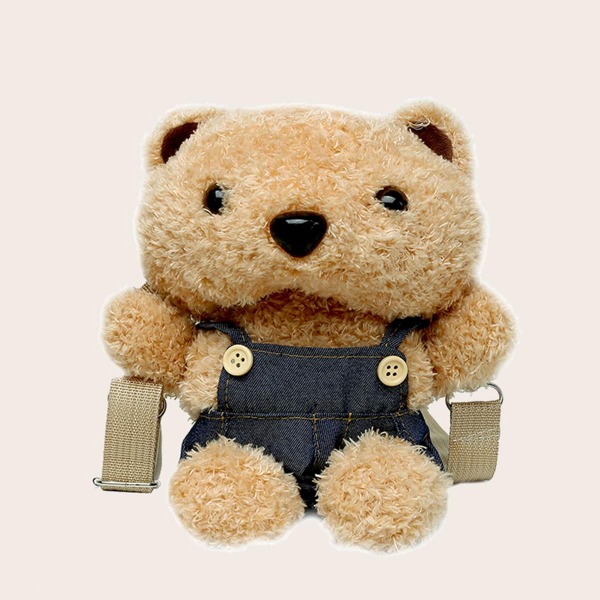 

Cartoon Bear Design Fluffy Novelty Bag, Brown