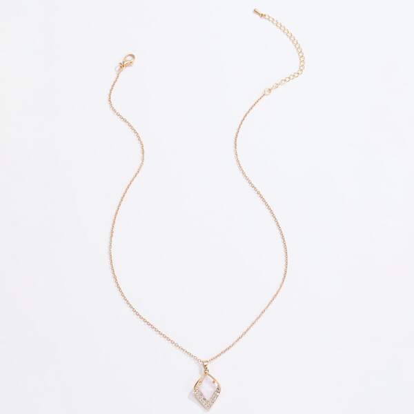 

Rhinestone Detail Geometric Pendant Necklace, Gold