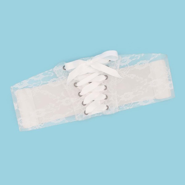 

Lace-up Front Corset Belt, White