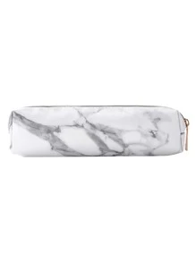 Marble Pencil Case PU Leather School Supplies Stationery  Pencil Case Cute Pencil Box Kawaii Pouch - White - View 2