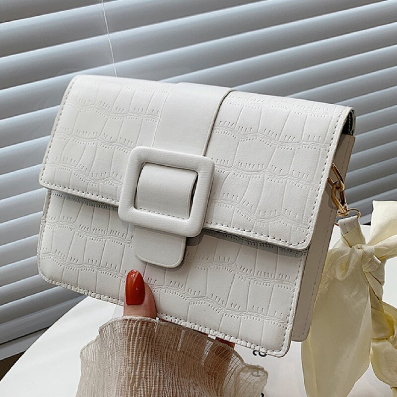 

Croc Embossed Crossbody Bag, White