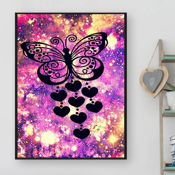 

Butterfly Print DIY Diamond Unframed Painting, Multicolor