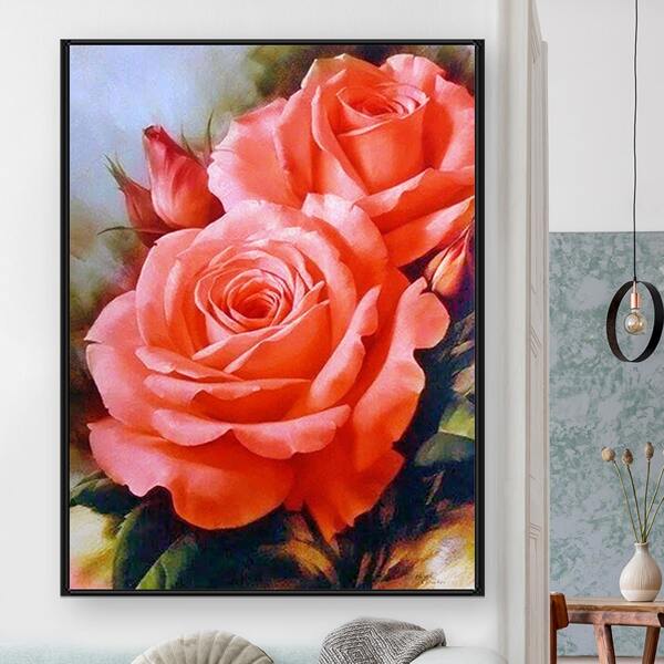 

Rose Print DIY Diamond Unframed Painting, Multicolor